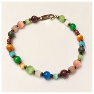 Multicolor Stone Sterling Silver Bracelet